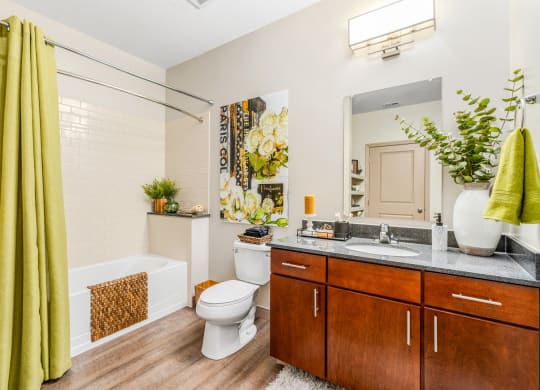 a bathroom with a toilet and a sink and a tub