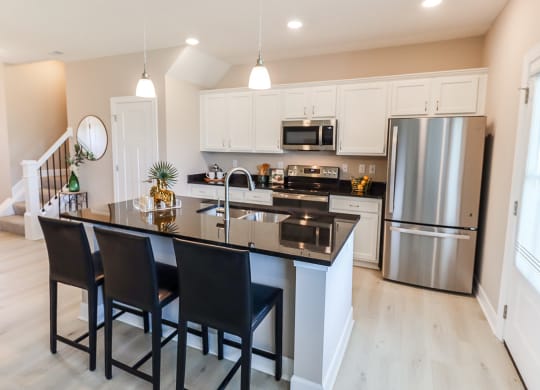 Modern Kitchen at The Strand Luxury 2 bedroom townhomes in Grove City Ohio near Columbus