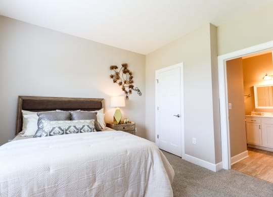 Bedroom at The Strand Luxury 2 bedroom townhomes in Grove City Ohio near Columbus