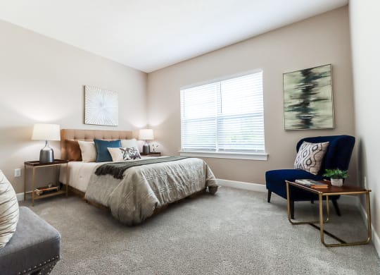 Bedroom at The Strand Luxury 2 bedroom townhomes in Grove City Ohio near Columbus