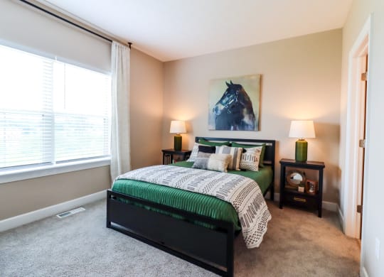 Bedroom at The Strand at Beulah Luxury 2 bedroom Townhomes for rent in Grove City Ohio
