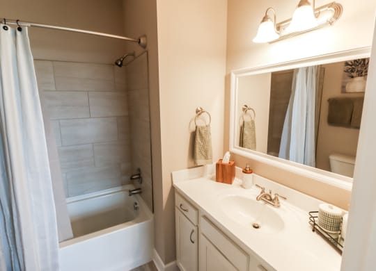 Bathroom at The Strand at Beulah Luxury 2 bedroom Townhomes for rent in Grove City Ohio