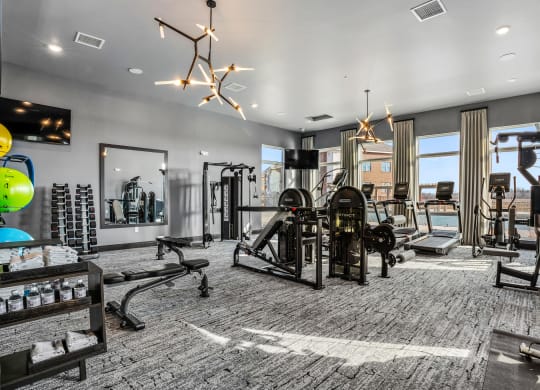 Fitness Center Gym at Northstar Flats Apartments in Sunbury, OH