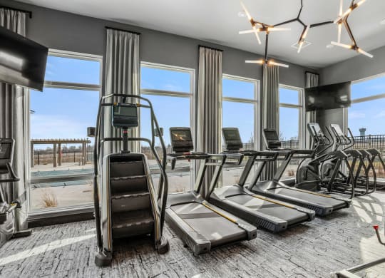 Fitness Center Gym at Northstar Flats Apartments in Sunbury, OH