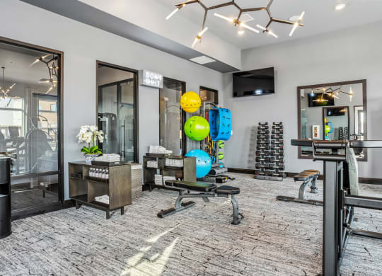 Fitness Center Gym at Northstar Flats Apartments in Sunbury, OH