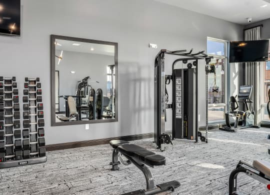 Fitness Center Gym at Northstar Flats Apartments in Sunbury, OH