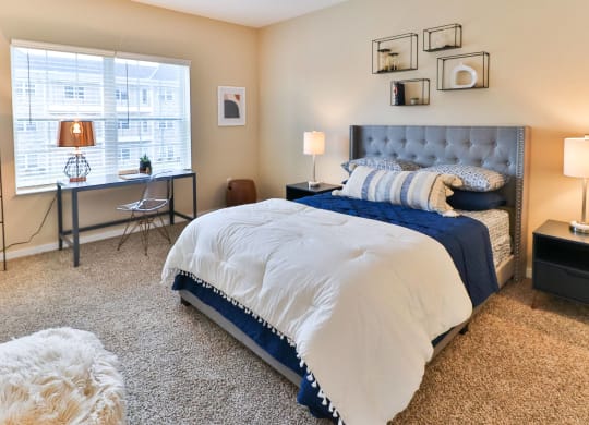 the preserve at ballantyne commons bedroom with large bed and windows
