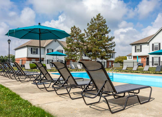 our apartments have a pool and lounge chairs