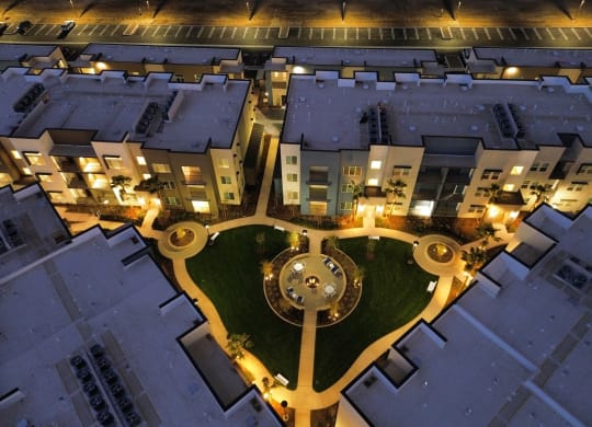 a view of the campus from above at night  at Westbury Apartments, Rancho Cucamonga, California