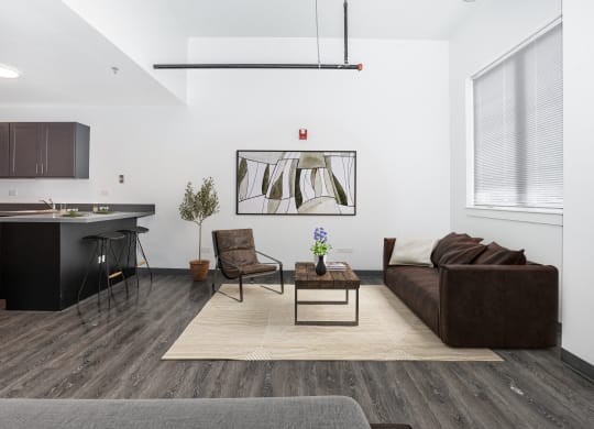 a living room with a couch and a coffee table