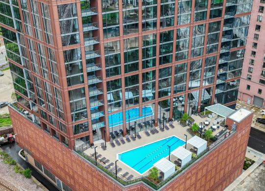 a rendering of the pool on the side of a building  at Cassidy on Canal, Chicago, 60606