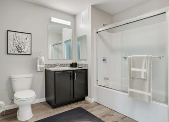 a bathroom with a sink toilet and a shower