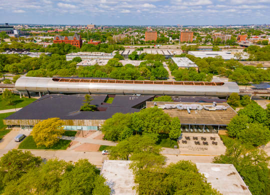 a view of the city from above