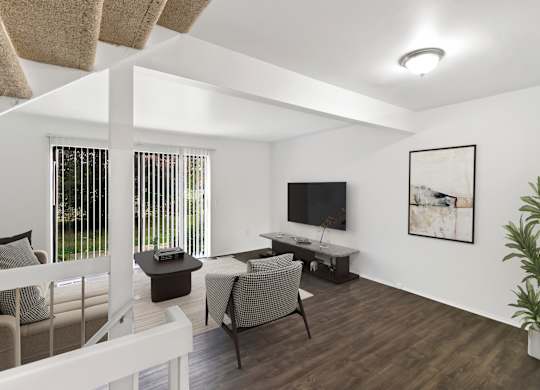 Living Room With TV at The Village of Hyde Park, Detroit, MI
