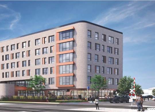Exterior view of building at Thrive Exchange, Chicago, IL, 60617