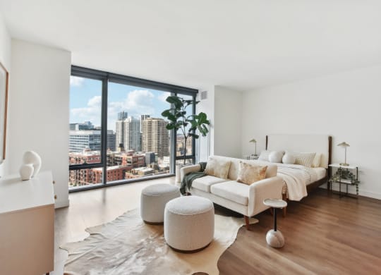 bed with window at Cassidy on Canal, Chicago, IL, 60654