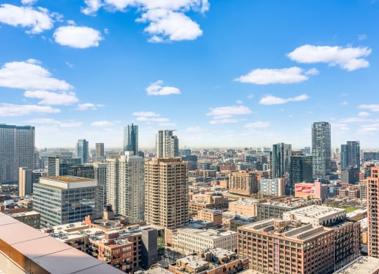 a view of the city from the top of a skyscraper at Cassidy on Canal, Chicago, IL