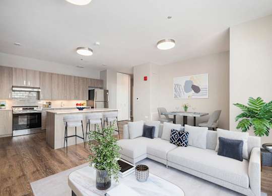 Soft and Refreshing Living Room at Thrive Exchange, Chicago, IL, Illinois , 60617
