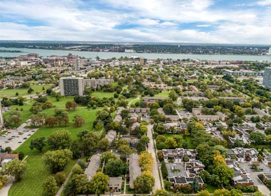 View of Detroit River at The Village of Hyde Park, Detroit, 48207