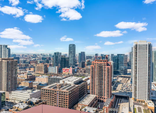 a view of the city from the top of a building at Cassidy on Canal, Chicago, Illinois