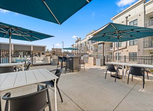 Outdoor Picnic Area with Tables and Chairs at Views at Flowers, Clayton, NC, 27527