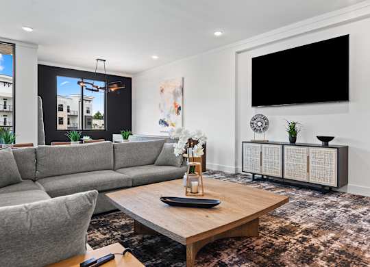 Living Room with TV at Views at Flowers, Clayton, 27527
