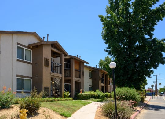 our apartments offer a walkway to the community at Oak Terrace Senior Apts, Hemet, CA 92543