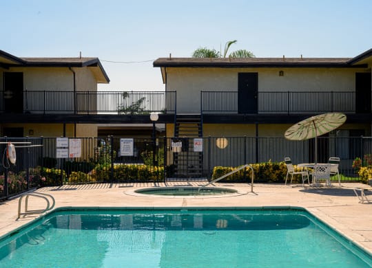our apartments showcase an unique swimming pool at Park Columbia Apts, California