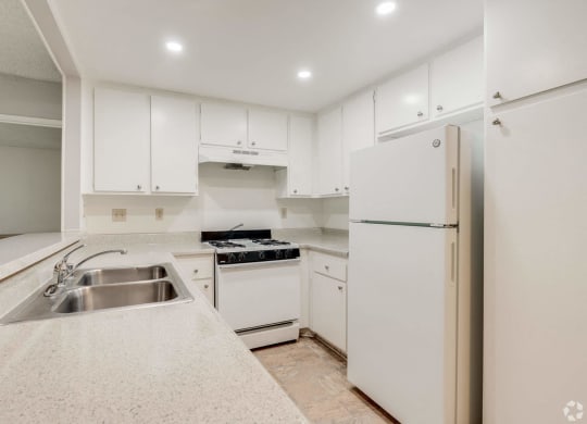Kitchen With White Appliances at Alosta Place, Azusa, CA, 91702