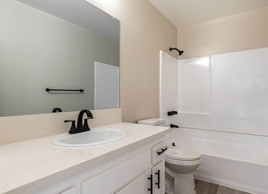 the preserve at ballantyne commons apartment bathroom with sink toilet and shower at Colima Terrace Apts, Rowland Heights, 91748
