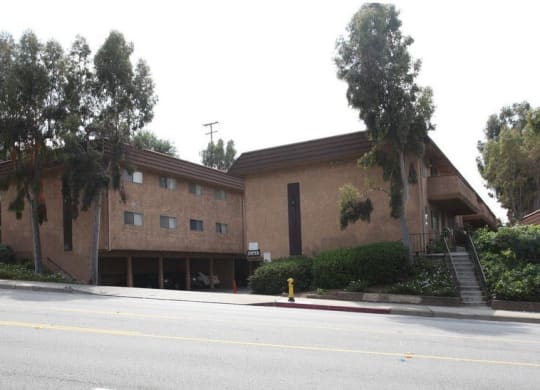 a brown building on the side of a street at North View Terrace, California, 90640