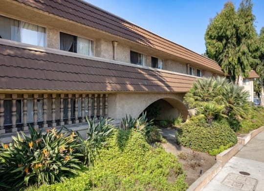 a building with a garden in front of it at North View Terrace, Montebello California