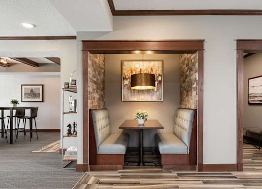 common area with a sitting booth  at Victoria Park and V2 Apartments, St. Paul, MN, 55102