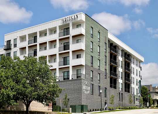 Building exterior at The Artisan at 39th in Omaha, NE