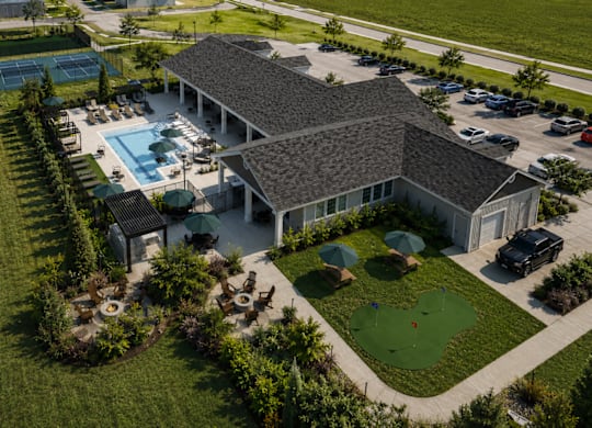 A large house with a pool in the backyard.