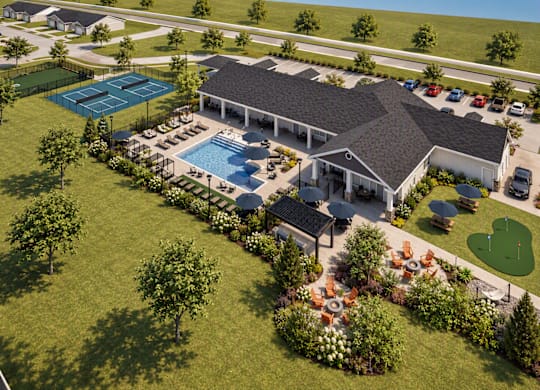 A large house with a pool and a tennis court.