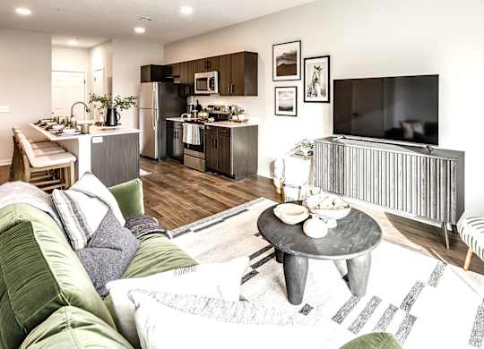 Modern kitchen model at The Trails at North Streams in Omaha, NE