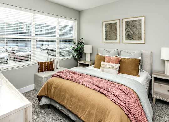 Model bedroom model at The Westline at Flanagan Lake in Omaha, NE