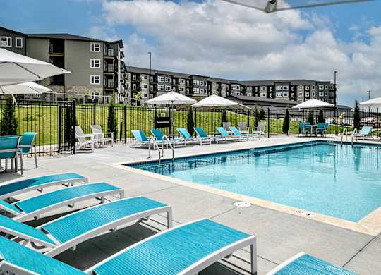 Resort-style pool at The Westline at Flanagan Lake in Omaha, NE