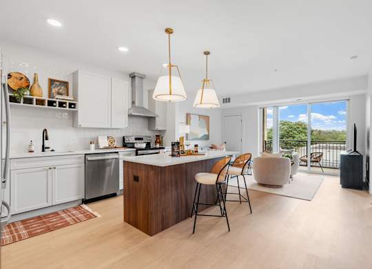 Kitchen in a one-bedroom, one-bathroom apartment home at Lilia in Lilydale, MN 55118
