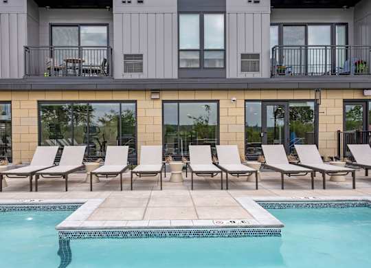 Outdoor Pool and Spa at Lilia Apartments in Lilydale, MN 55118