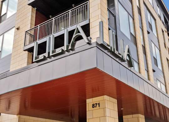 The entrance to Lilia Apartments in Lilydale, MN 55118