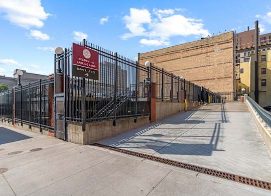 Exterior parking ramp of Lowertown Lofts in Lowertown Saint Paul, MN 55101