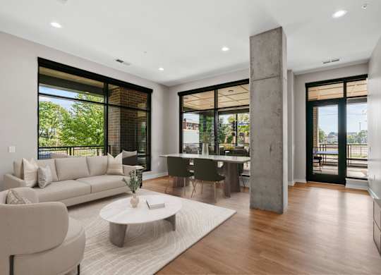 Modern Living Room at Expo Apartments, Minneapolis, MN, 55414