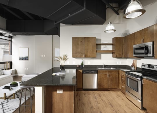 Fully Equipped Kitchen at Kellogg Square, St. Paul, Minnesota