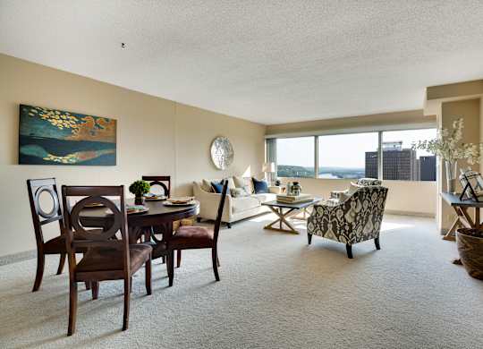 Living room at Kellogg Square, St. Paul, MN