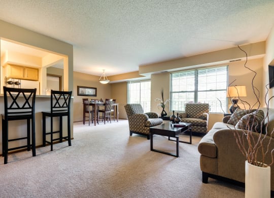 Living Room With Kitchen at Mallard Ridge, Maple Grove, Minnesota