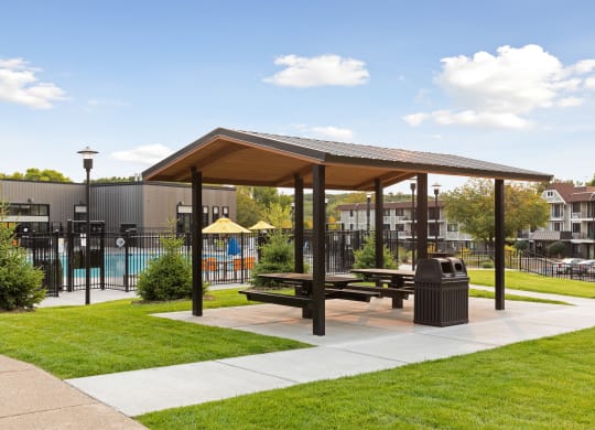 Covered picnic pavilion at Villages on McKnight, St. Paul