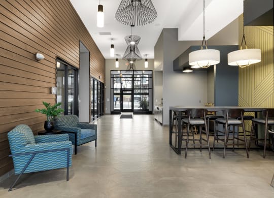 Modern Lobby and lounge area  at Villages on McKnight, St. Paul, MN, 55119