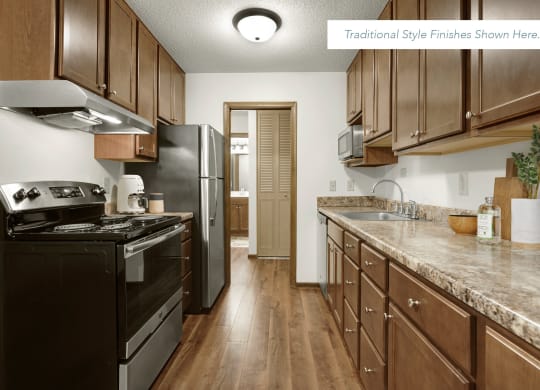 Kitchen cabinets at Villages on McKnight, Minnesota